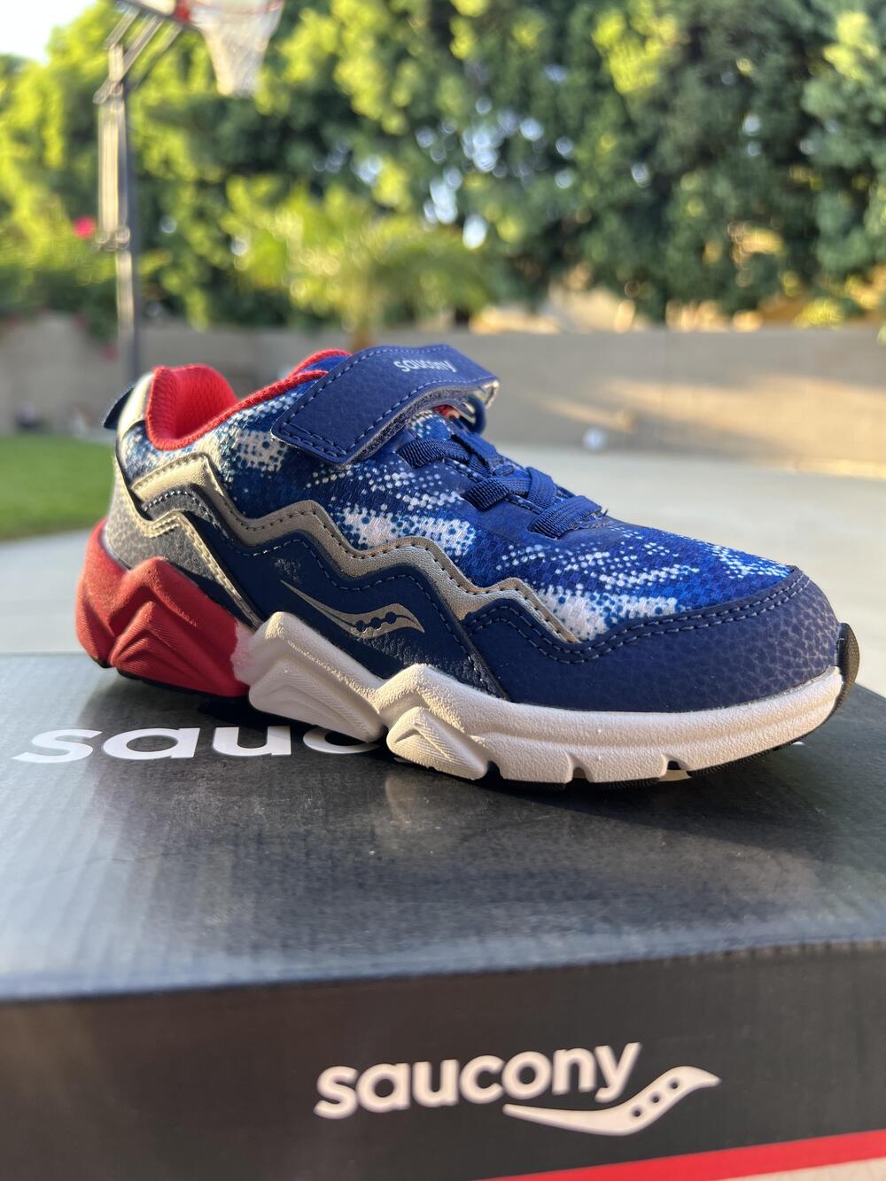 Saucony Flash A/C 2.0 Shoes Boys Size 11W Blue Red White Running Sneakers